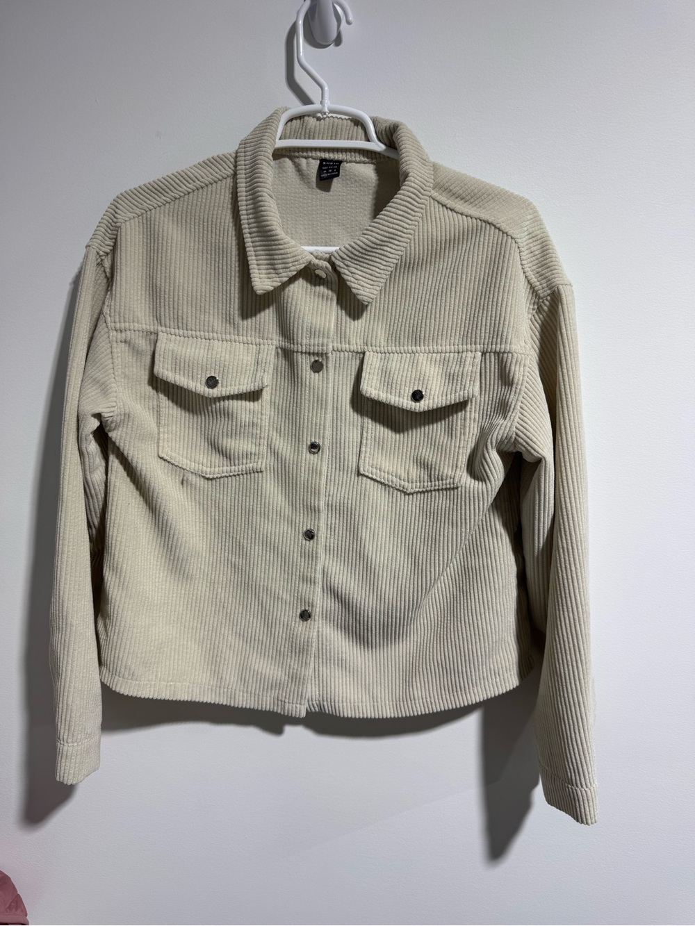 Corduroy Button-Front Jacket in Cream Size M